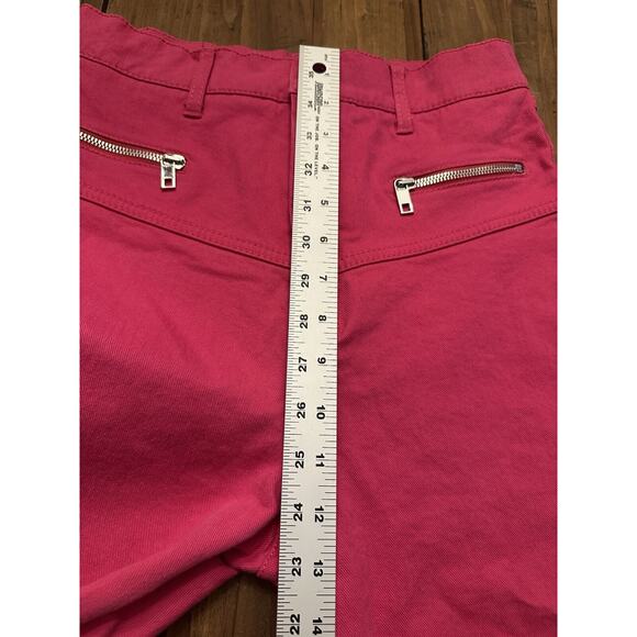 Zara Woman Hot Pink Pants Jeans Size Medium Ankle Zip Straight Leg Slim Coastal - Picture 10 of 16